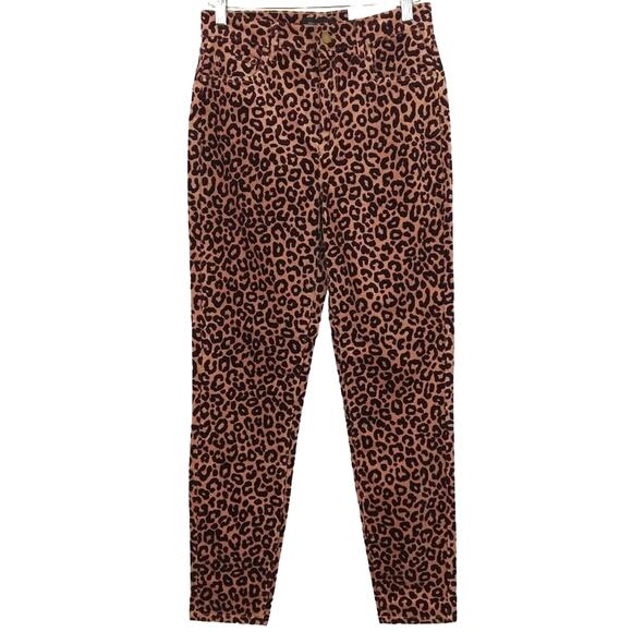 O Ann Taylor Brown Cheetah Animal Print Highest Rise Skinny Corduroy Pants NWT 2 - Picture 1 of 10